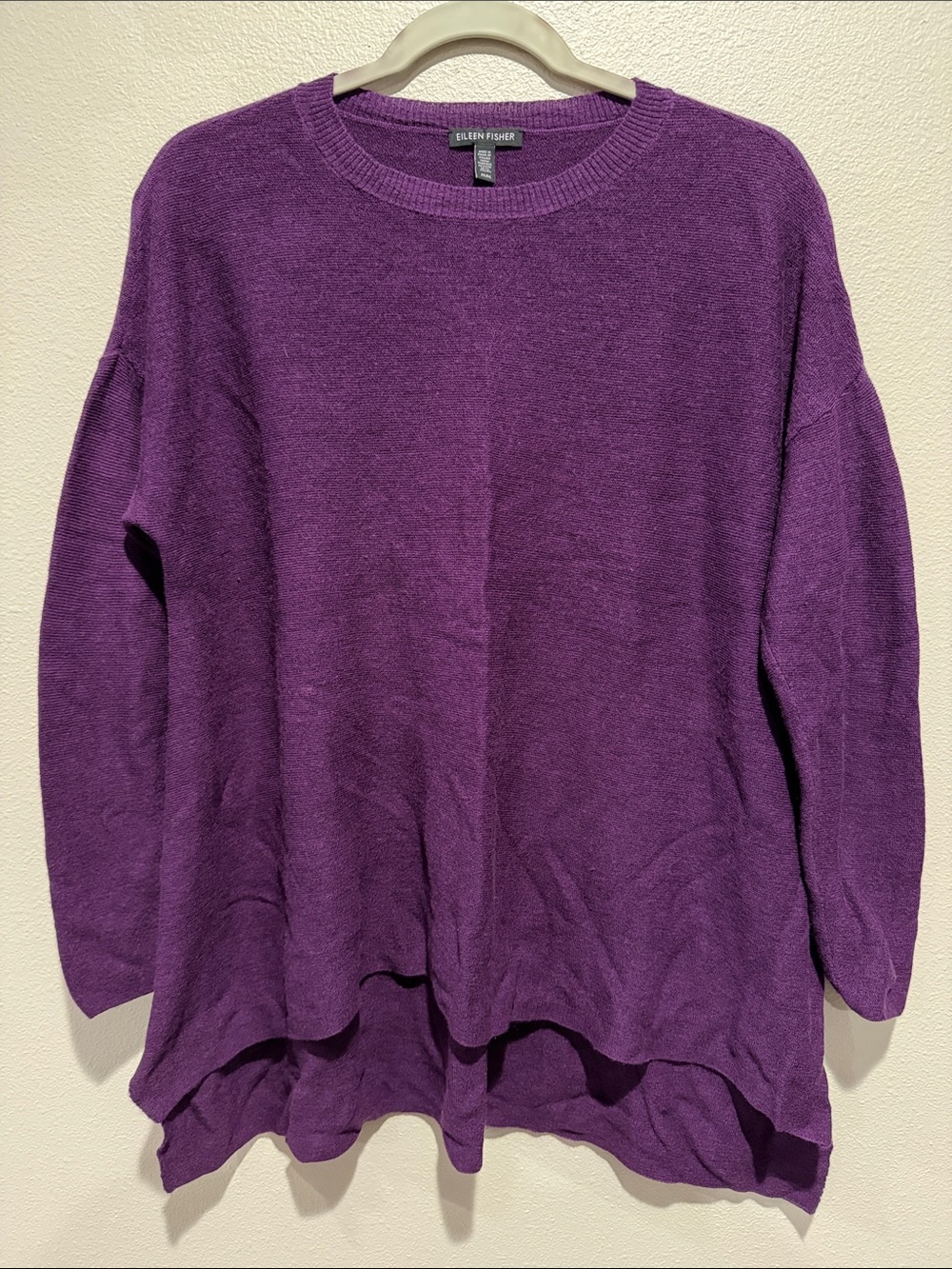 Eileen Fisher Rich Purple Relaxed Knit Sweater Size: Medium